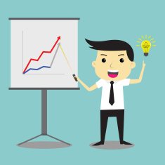 Businessman presenting business trend and get idea