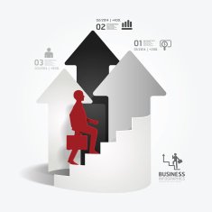 businessman up the Arrow Ladder paper cut style template