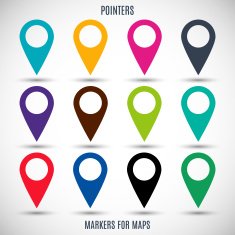 set icons pointers for map in the style flat design