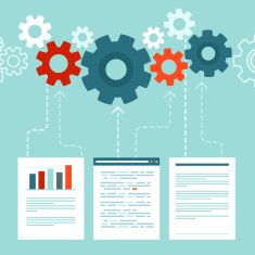 Vector data processing concept in flat style