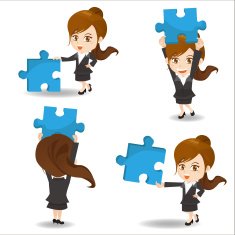 Business woman hold puzzle