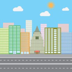 Flat design vector illustration concept for urban landscape city skyscrapers