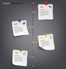 Time line info graphic with note colored paper template