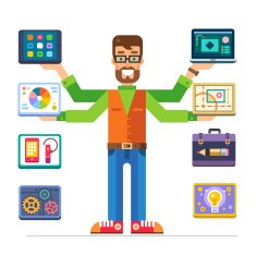 Art Director man characters with different devices