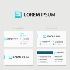 Letter D logo dynamically twisted arrow with business card template