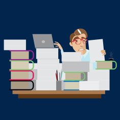 Busy businessman sitting at workplace