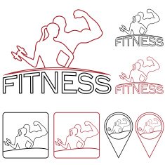 man and woman of fitness outline silhouette character icons