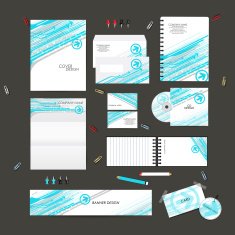 Stationery template design set with arrow technology on background