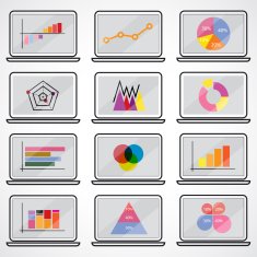 Business data market elements charts diagrams