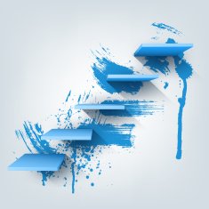 Abstract vector Illustration Composition of 3d stairs with paint splash