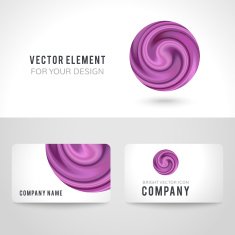 Business card template set abstract purple circle background Vector illustration