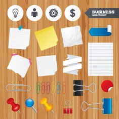 Business signs Human and lamp bulb idea icons
