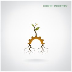 Green industry concept Small plant and gear symbol business green idea