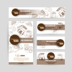 Corporate identity business set design with coffee and sweets
