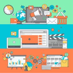 Set of color line banners for internet marketing