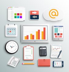 Workplace office and business work elements set