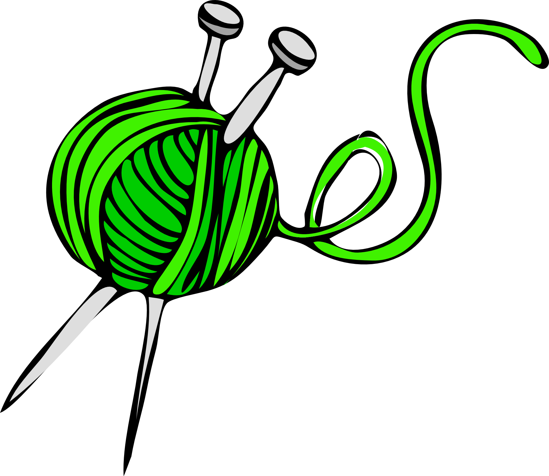 Knitting needles and yarn drawing