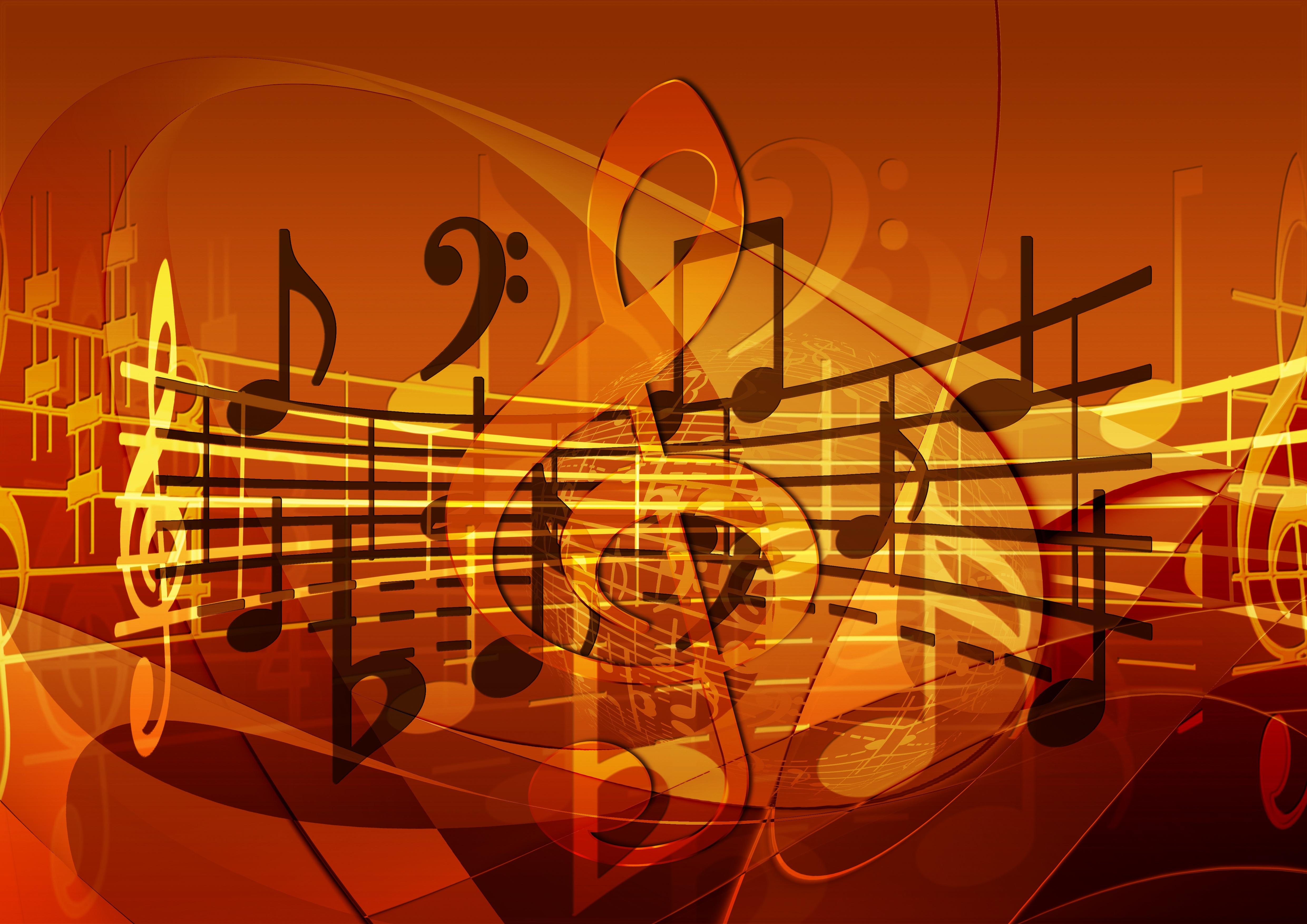 notes-and-a-treble-clef-on-a-gold-background-free-image-download