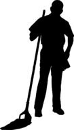 black silhouette of a cleaner as a graphic image