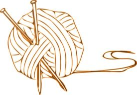 drawn ball of yarn and knitting needles