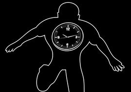 contour of a man with dial inside showing the transience of time