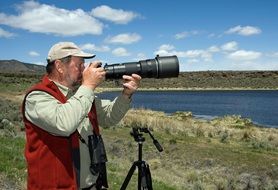 adult male professional photographer in nature