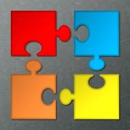 four multi-colored puzzles