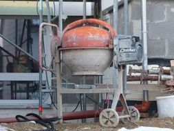 Concrete mixer at the construction site