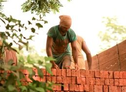 indian builders build a house of bricks