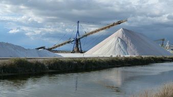 white mountains of salt for industry