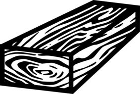 wooden block, black and white illustration