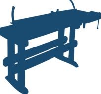 Blue icon of workbench