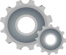 drawn two gray round gears on a white background