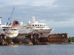 ships in dry docks in Bremerhaven