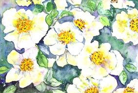 painting in the form of white flowers