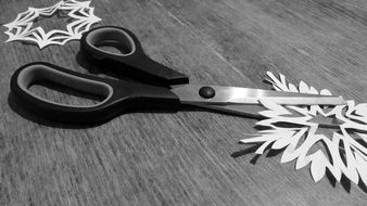 scissors and snowflake on the table