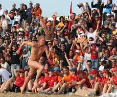 naked athlete on the beach in Rimini