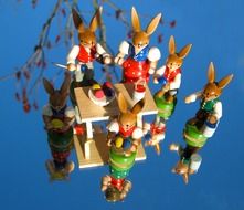 Colorful wooden Easter bunnies