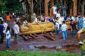 group of Thai workers working in a team