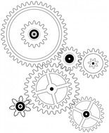 set of gears, illustration, black and white