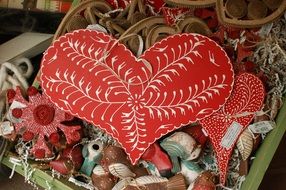 handmade red heart form decorations