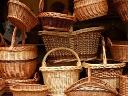 many different wicker baskets