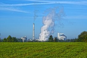 distant view of the sugar factory among the picturesque nature