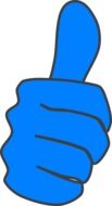 blue hand with thumb up, icon