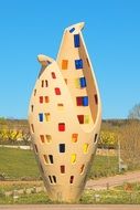 Colorful modern art pottery outdoors, france, burgundy, accolay