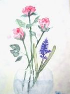 painting flowers on white canvas