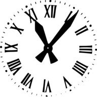 drawing of black and white clock