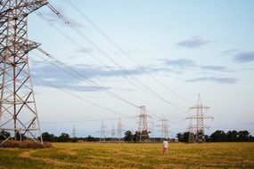 power supply towers on a field