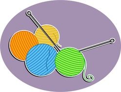 drawing balls of thread and needles