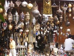 lamps in the traditional bazaar in medina